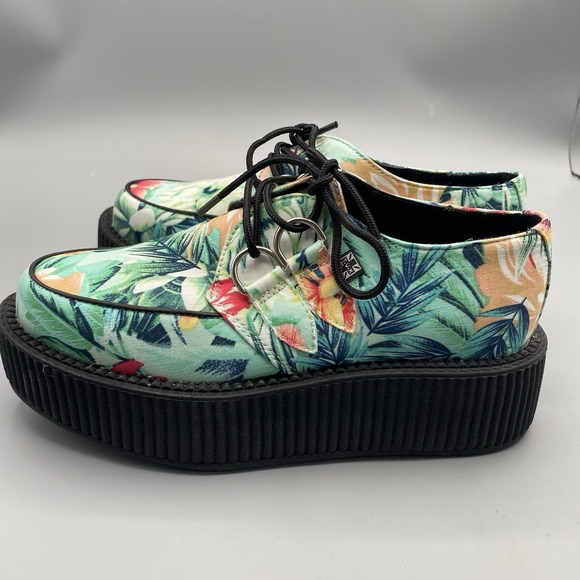 T.U.K. Tropical Floral Creepers Platform Shoes EU 36 Womens US 5 Hawaiian Mens 3 - Picture 3 of 8